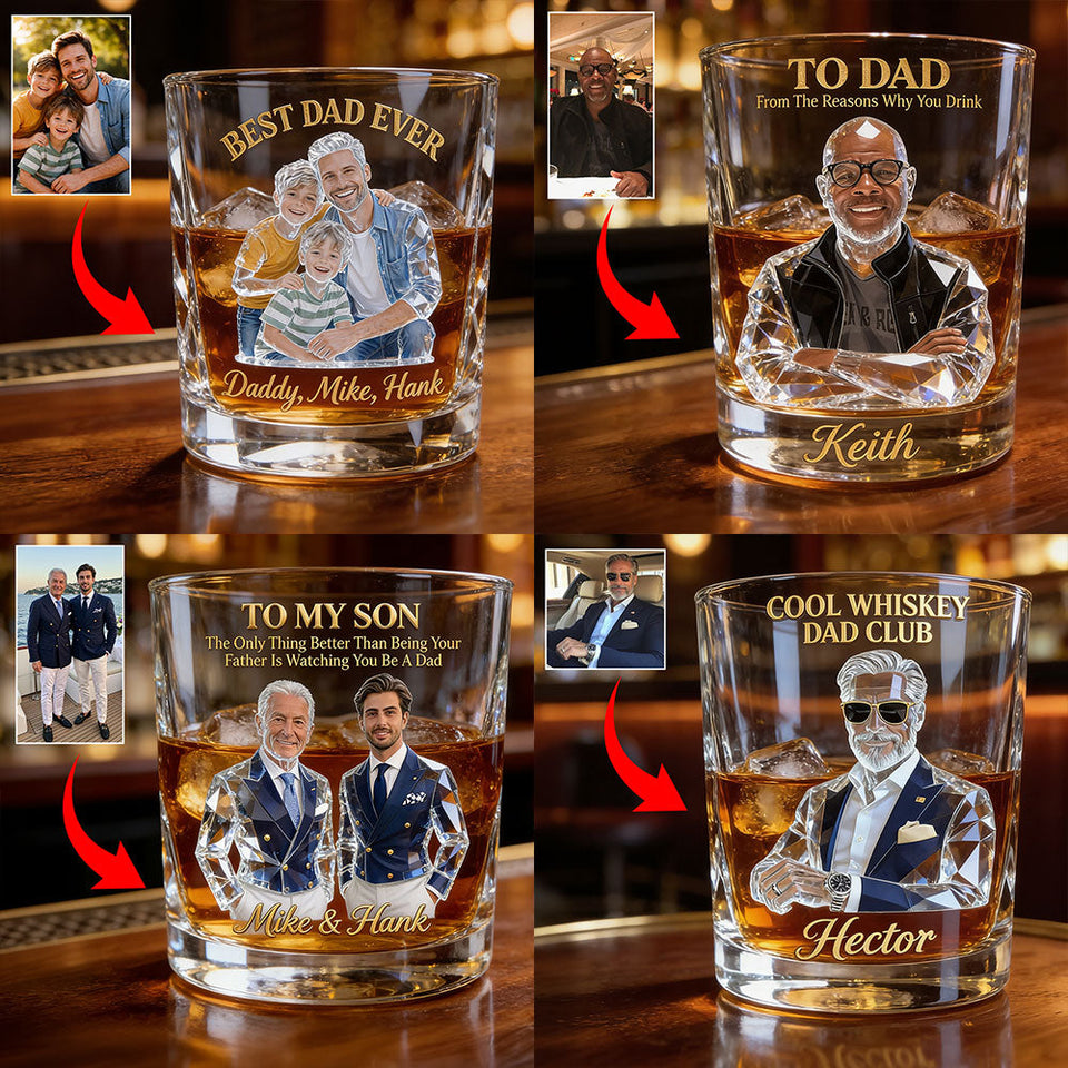 Cool Gift For Dad, Father's Day Gift - Personalized Father Whiskey Glass