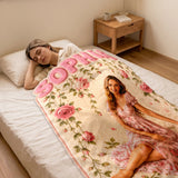 Special Flower Name Blanket - Personalized Self Love Shaped Fleece Blanket