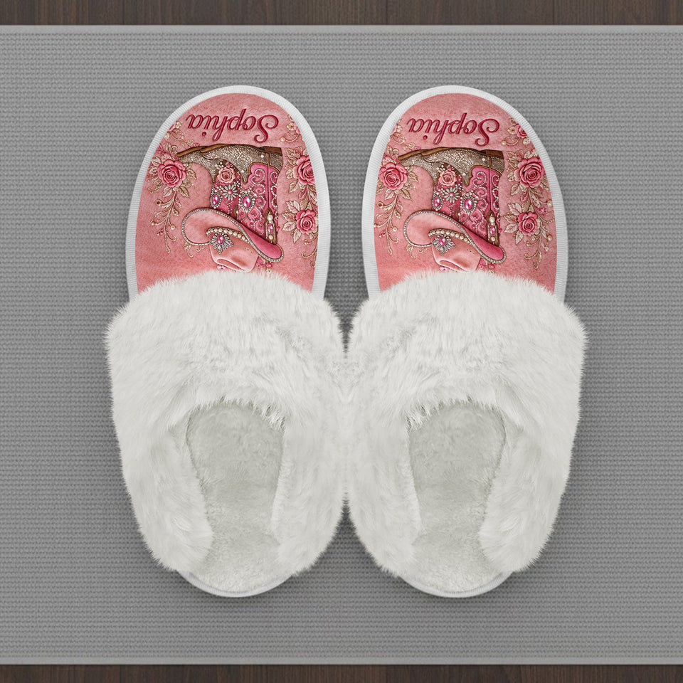 Cowgirl Boots - Personalized Cowgirl Open-Toe Slippers