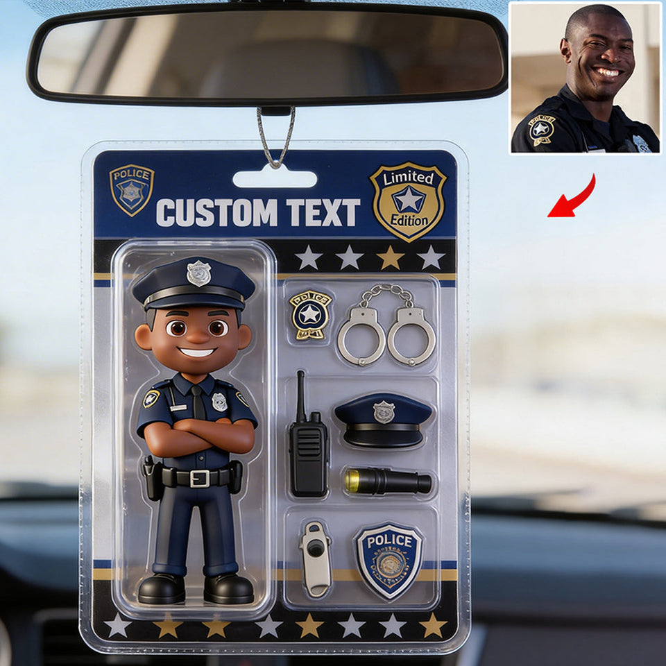 Police Gifts - Custom From Photo - Personalized Police Officer Car Ornament
