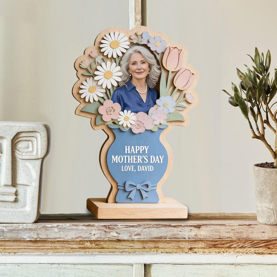 Happy Mother's Day - Personalized Mother Custom Shaped Wood Plaque
