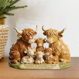 Grandma And Grandpa's Herd Highland Cow Family - Personalized Grandma Custom Shaped Acrylic Plaque