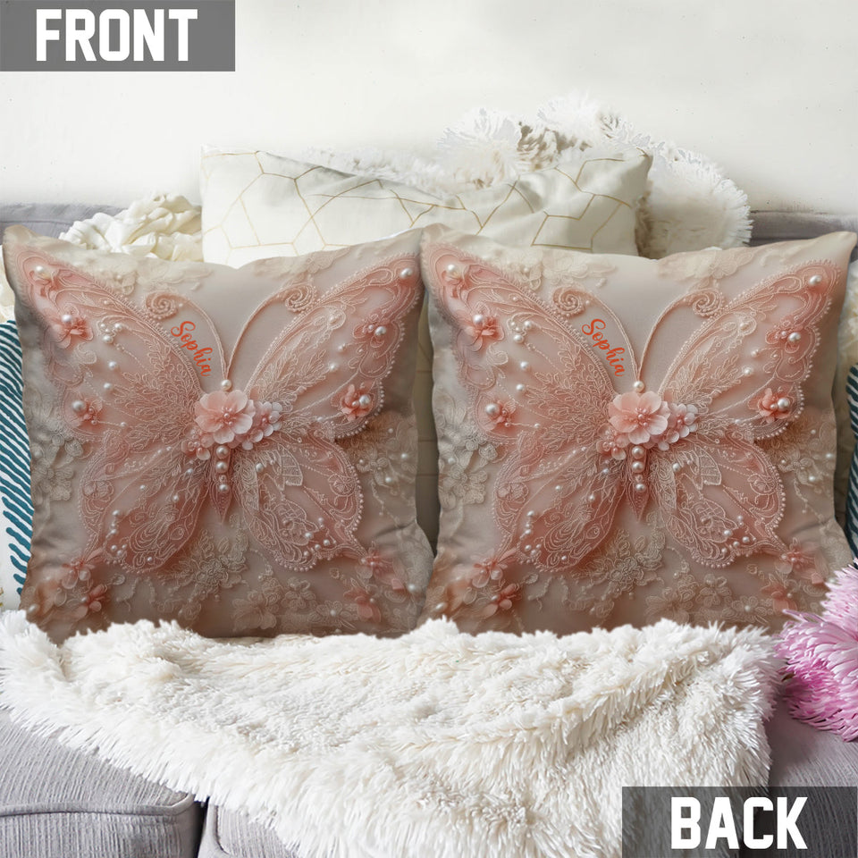 Love Butterfly - Personalized Butterfly Throw Pillow