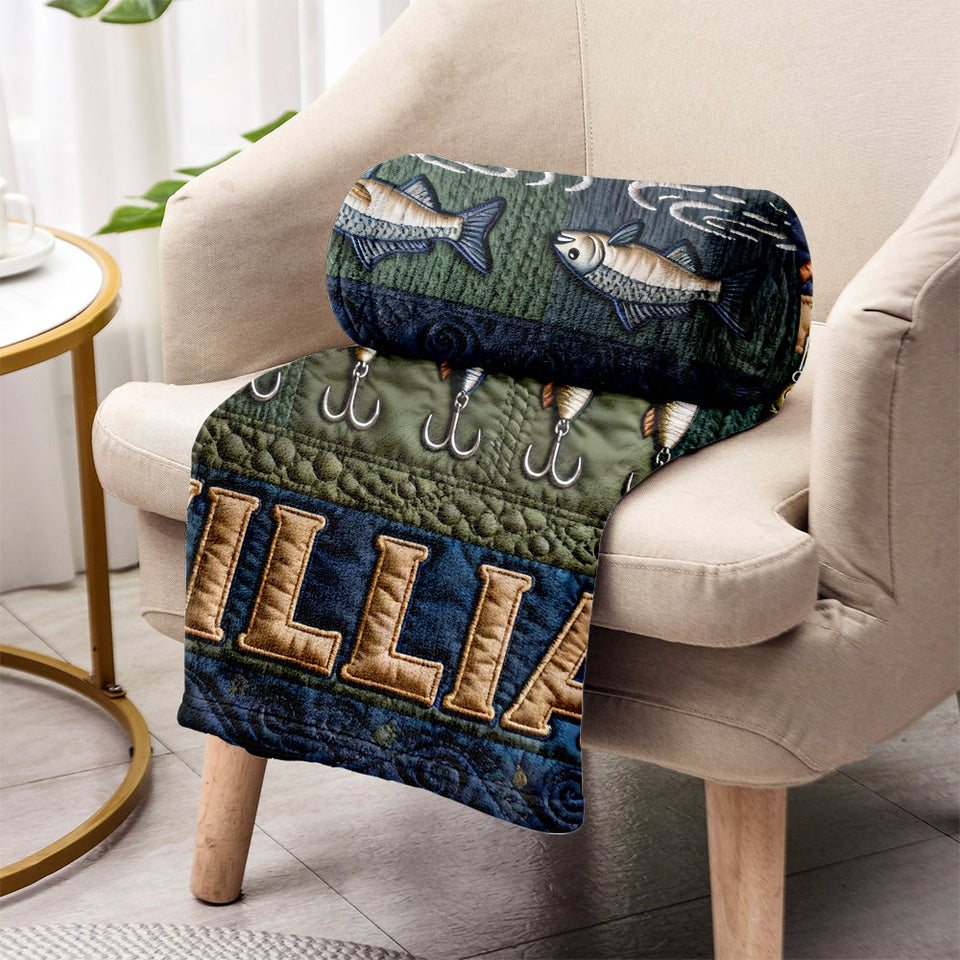 Love Fishing - Personalized Fishing Blanket