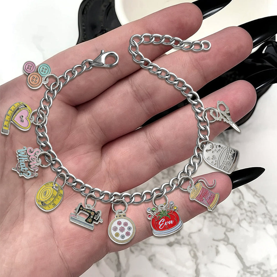 Sewing Lovers - Personalized Sewing Bracelet With Charms