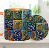 Sea Creatures - Personalized Sea Lover Accent Mug & Coaster