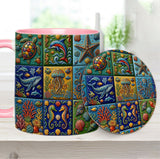 Sea Creatures - Personalized Sea Lover Accent Mug & Coaster