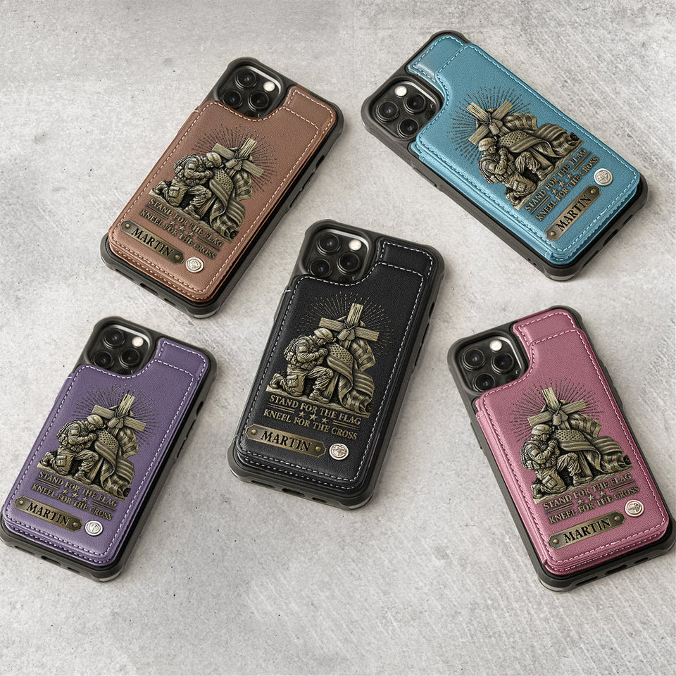 Kneel For The Cross - Personalized Veteran Wallet Phone Case