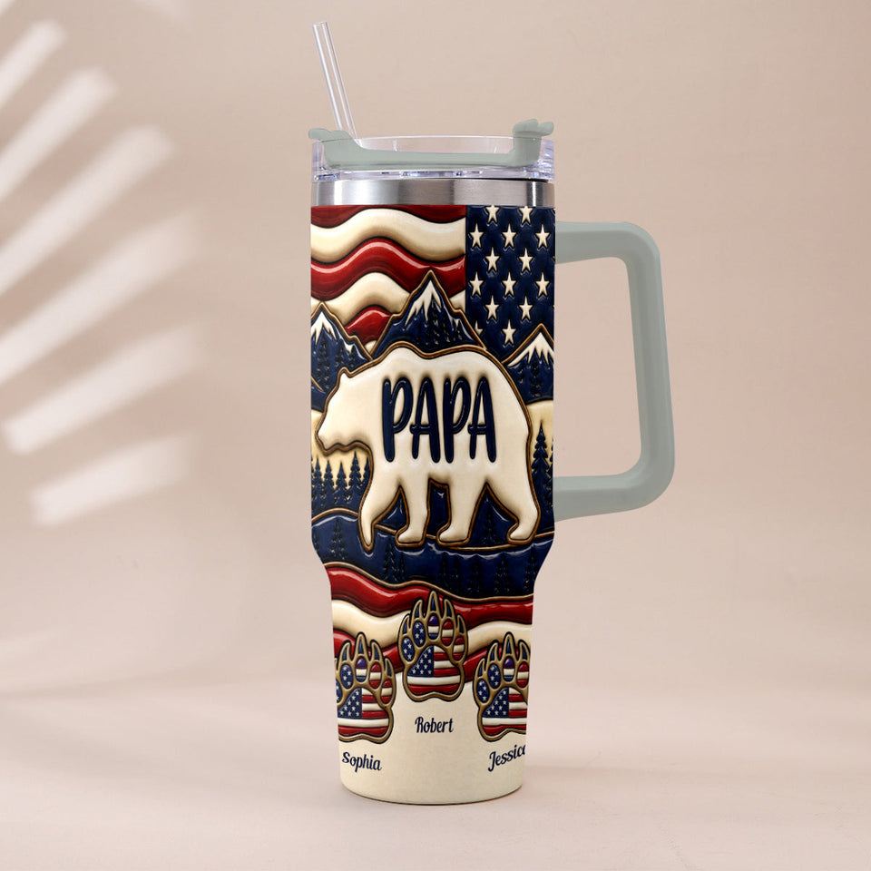 Proud Papa - Personalized Father Tumbler With Handle