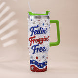 Love Frog, Celebrate 4th Of July - Personalized Frog Rhinestone Tumbler With Plush Charm