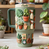 Plant Mom - Personalized Gardening Tumbler With Handle
