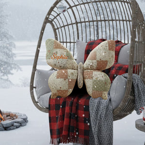 Butterfly Flowers Cottagecore - Personalized Butterfly Faux Fur Shaped Pillow