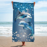 Beutiful Dolphins - Personalized Dolphin Quick-dry Beach Towel/ Bath Towel