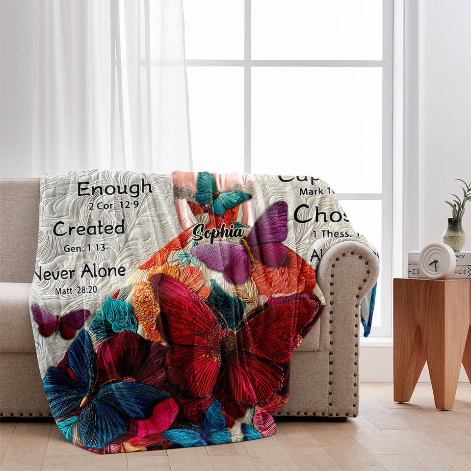 God Says You Are - Personalized Butterfly Blanket