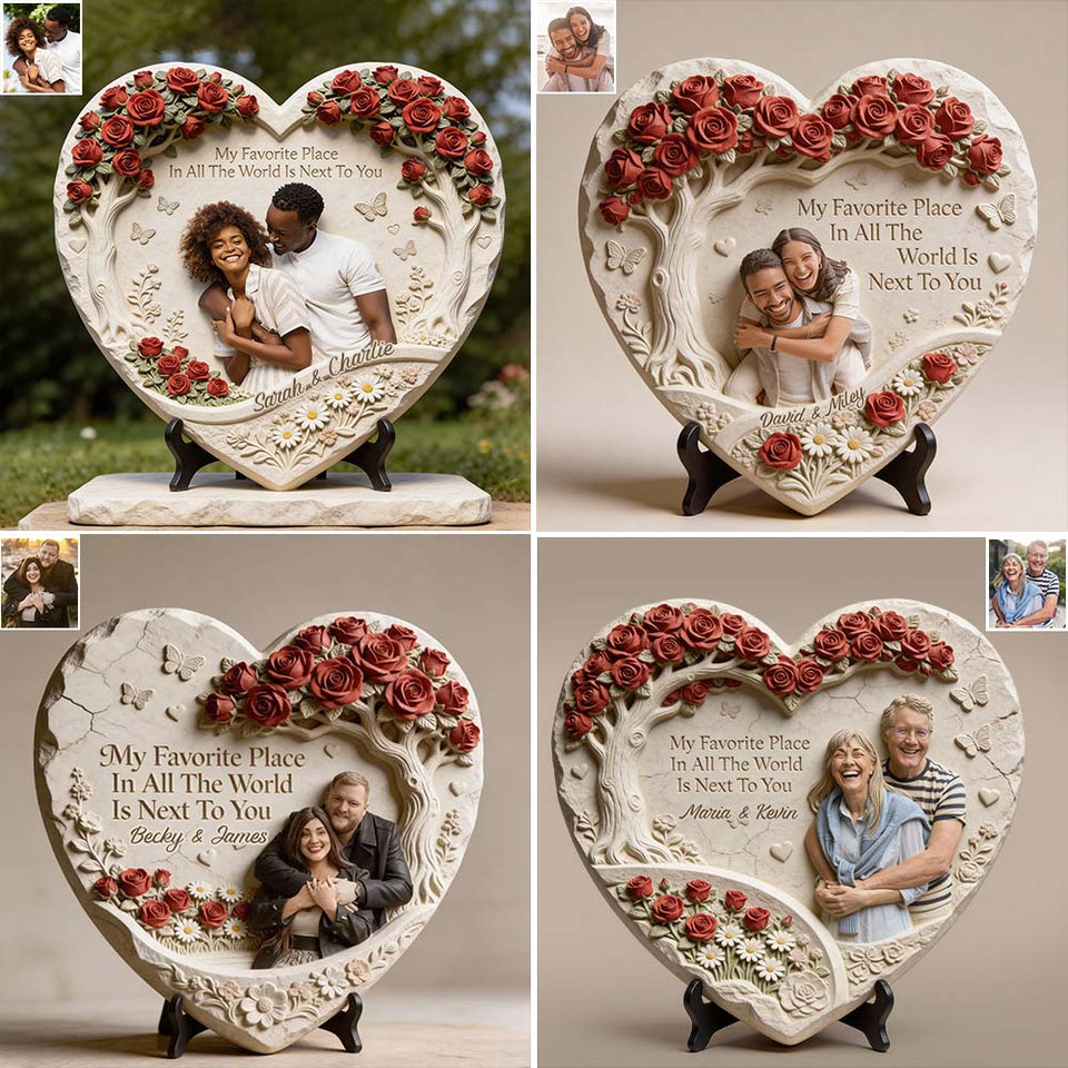 My Favorite Place Is Next To You - Personalized Couple Heart Shaped Stone