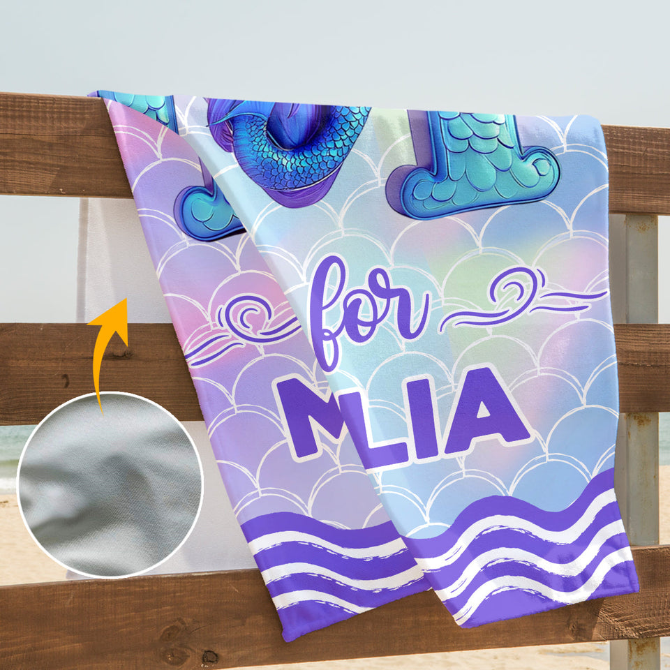 Mermaid Custom Alphabet - Personalized Kid Quick-dry Beach Towel/ Bath Towel