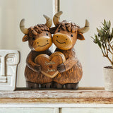 Cute Highland Cow Couple - Personalized Highland Cow Custom Shaped Acrylic Plaque
