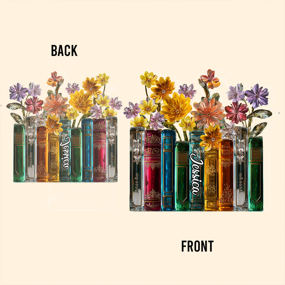 Books And Flowers - Personalized Book Custom Shaped Acrylic Plaque