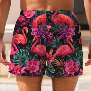 Tropical Flamingo - Personalized Flamingo Men Swim Trunks With Liner