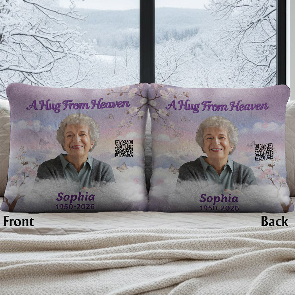 A Hug From Heaven - Personalized Memorial Faux Fur Square Pillow