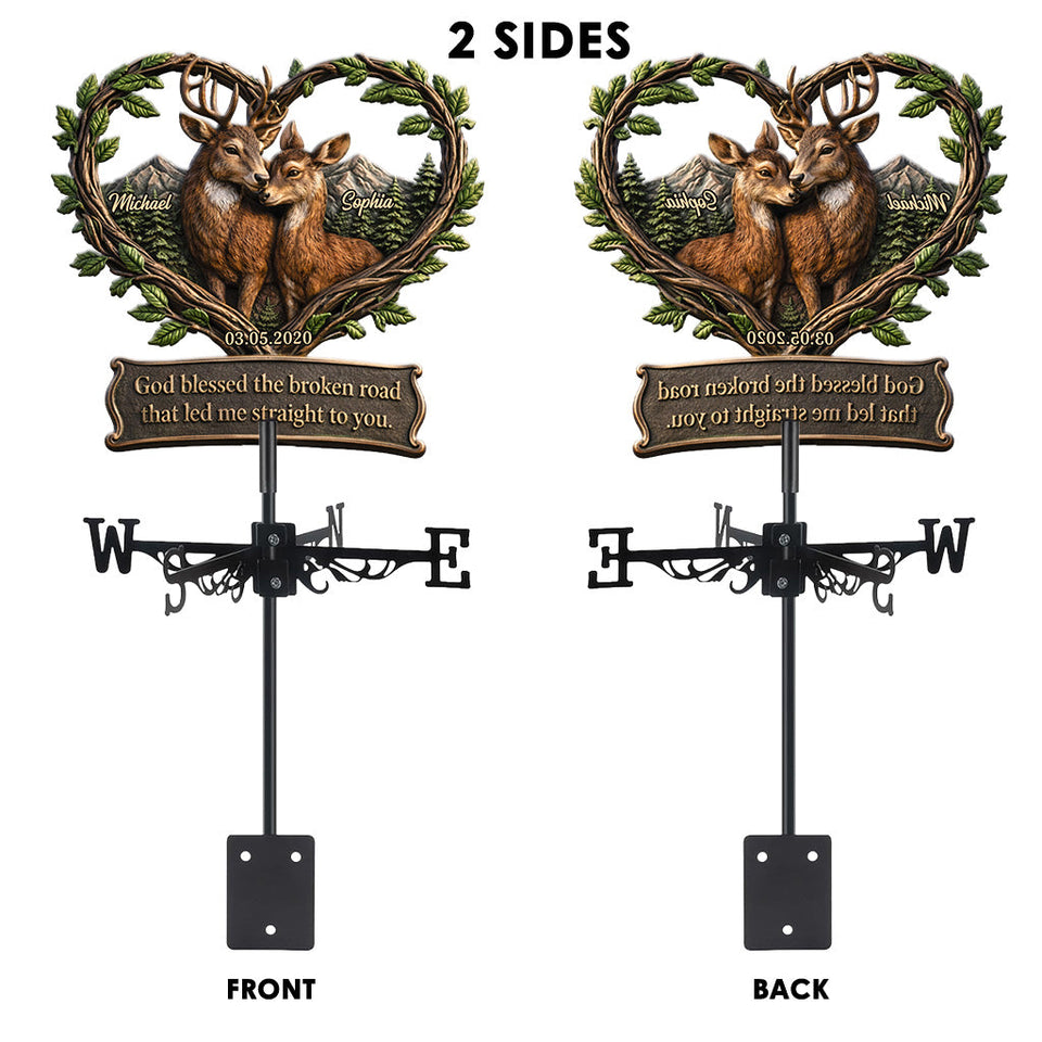 God Blessed The Broken Road - Personalized Couple Weather Vane