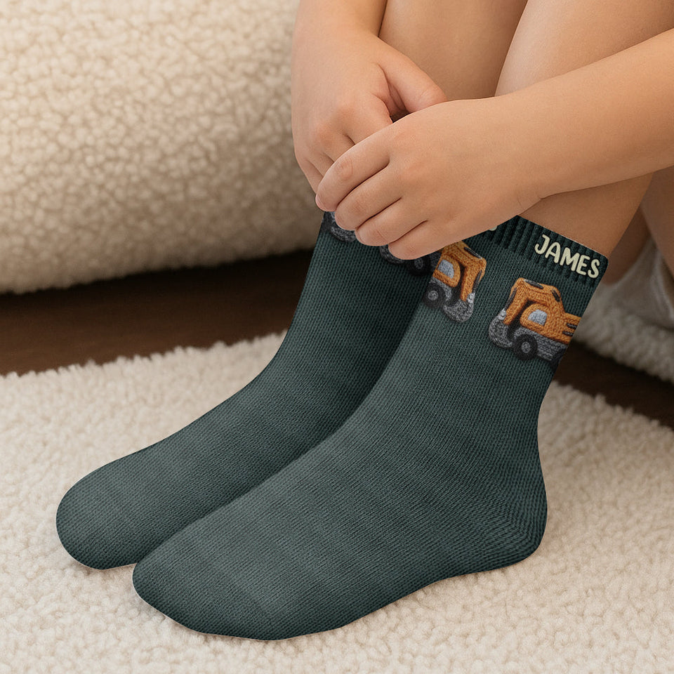 Construction Machines - Personalized Kid Socks