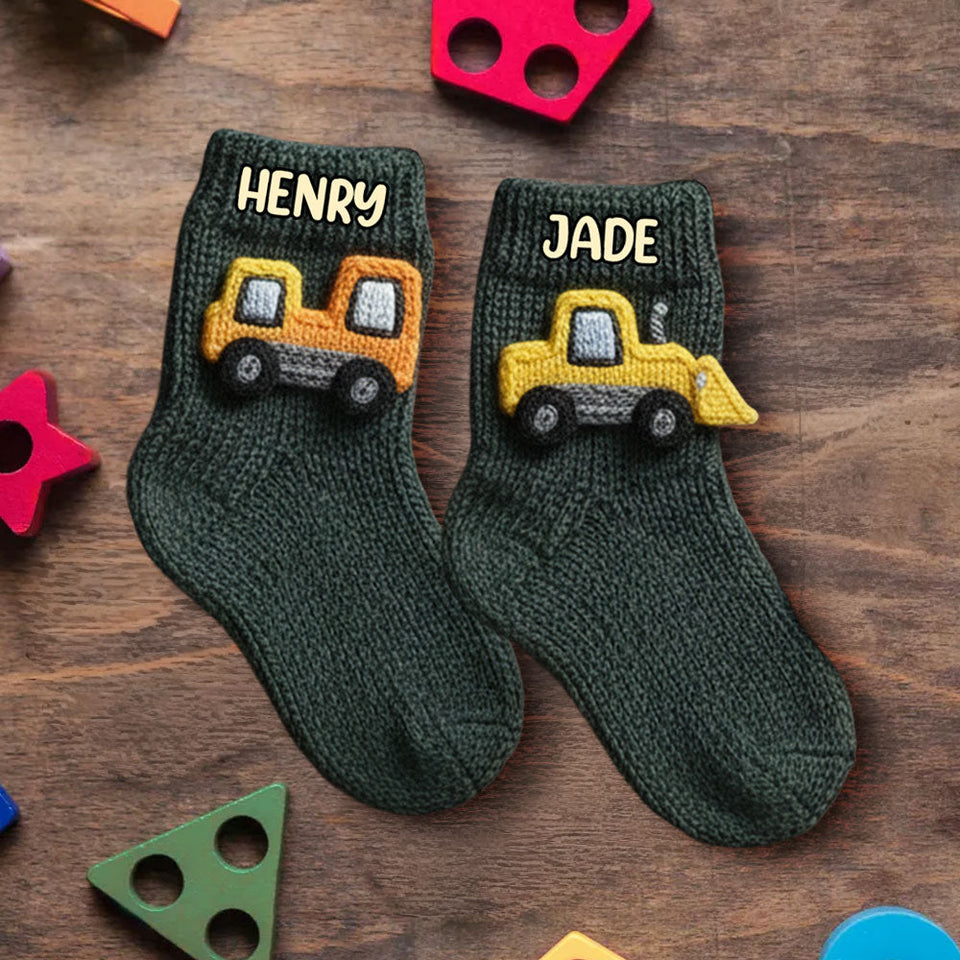 Construction Machines - Personalized Kid Socks