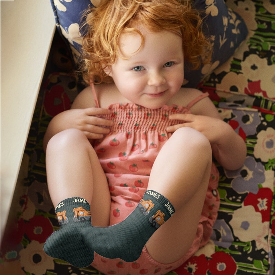 Construction Machines - Personalized Kid Socks