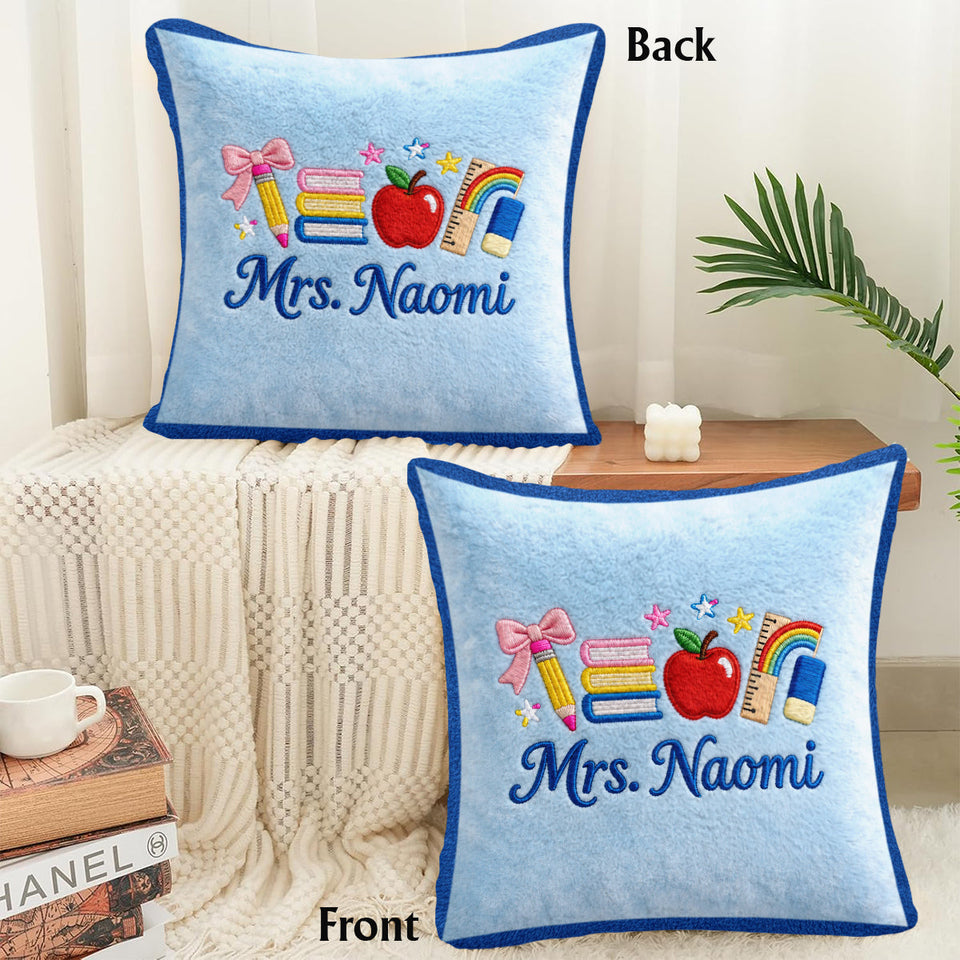 Kawaii School Teacher Gift Personalized - Personalized Teacher Faux Fur Square Pillow