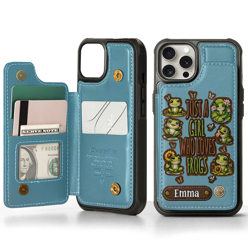 Just A Girl Who Loves Frogs - Personalized Frog Wallet Phone Case