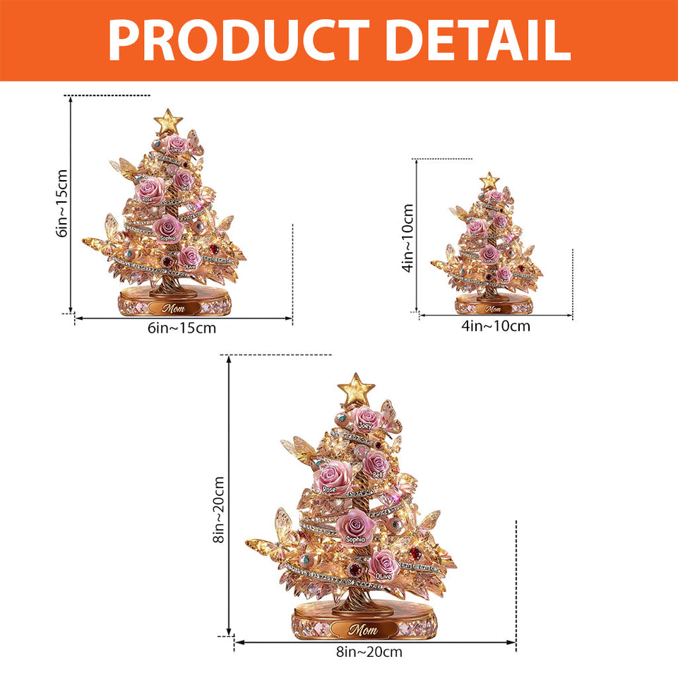 Beautiful Rose Christmas Tree, A Perfect Christmas Gift for Mom - Personalized Mother Custom Shaped Acrylic Plaque