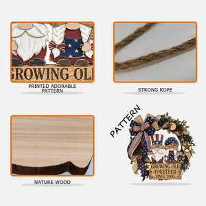 Patriotic Gnome Couple - Personalized Couple Custom Shaped Wood Sign