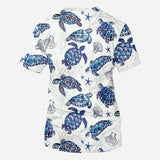 Toile De Jouy Patterm, Blue Dolphin, Turtle,... - Personalized Sea Lover All Over Shirt