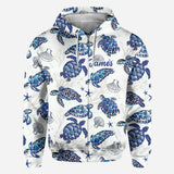 Toile De Jouy Patterm, Blue Dolphin, Turtle,... - Personalized Sea Lover All Over Shirt