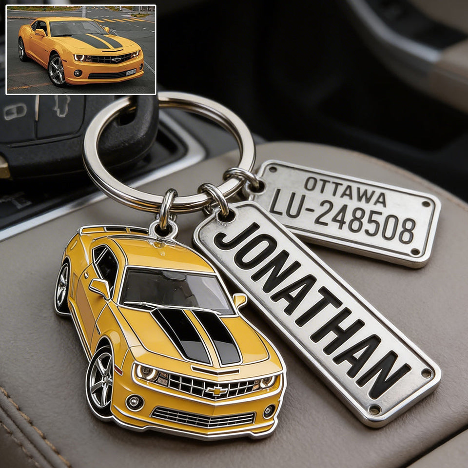 Custom Vehicle Keychain From Any Photo - Personalized Car Lover Premium Keychain With Charms