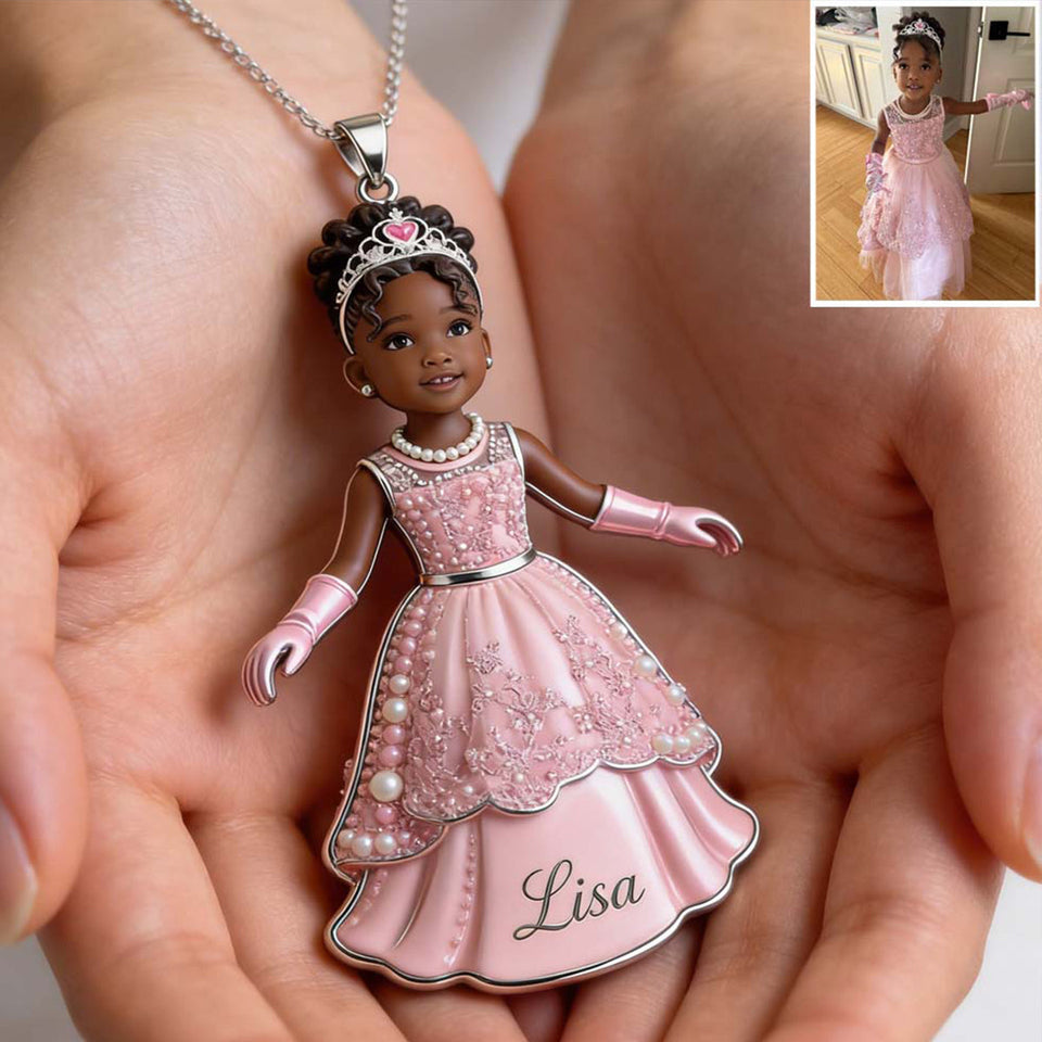 Any Kid Photo - Personalized Kid Shaped Metal Pendant Necklace