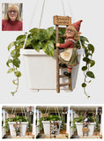 Funny Ladder Climbing Gnome - Personalized Gardening Hanging Pot