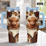 Cute Highland Cow - Personalized Highland Cow Tumbler With Plush Charm