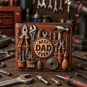 Custom Title Best Gift For Dad/Grandpa - Personalized Father Leather Wallet