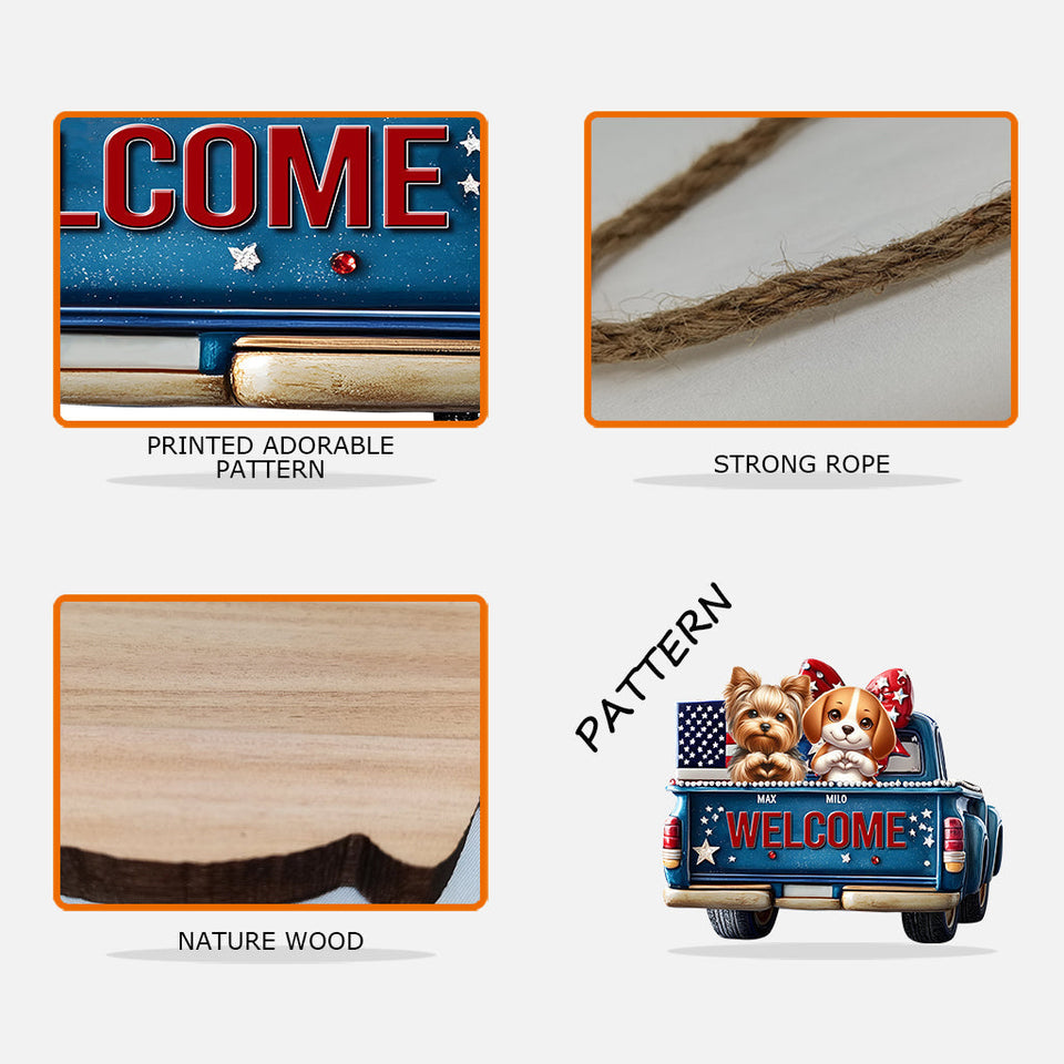 Welcome - Personalized Dog Custom Shaped Wood Sign