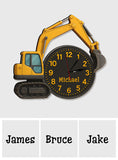 Excavator Decor - Personalized Kid LED Light Wall Clock