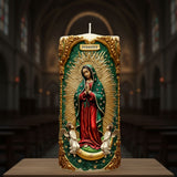 Blessed Virgin Mary Relief Candle - Personalized Christian Flameless Candle