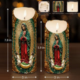 Blessed Virgin Mary Relief Candle - Personalized Christian Flameless Candle