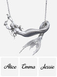 Soul Of A Mermaid - Personalized Mermaid Shaped Metal Pendant Necklace