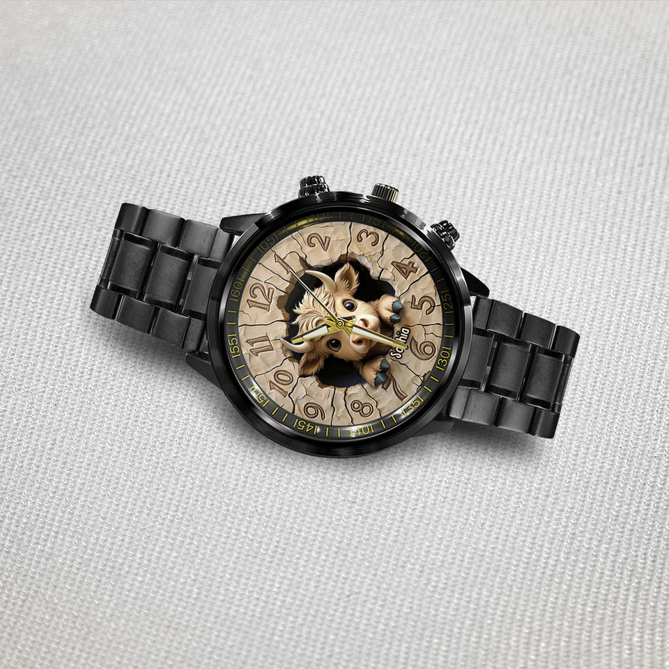 Love Highland Cow - Personalized Highland Cow Hand Watch