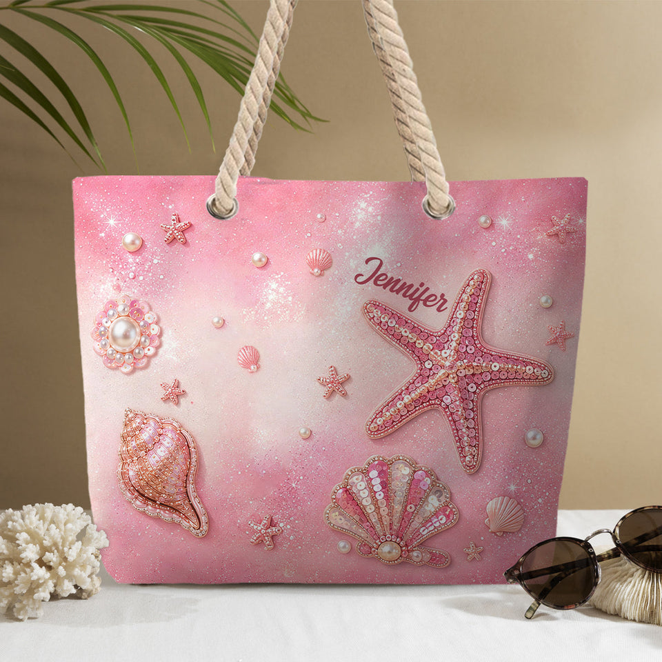 Summer Vibes - Personalized Sea Lover Beach Bag With Charms