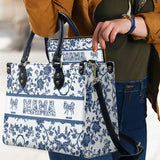 Toile De Jouy Mom - Personalized Mother Leather Handbag & Leather Long Wallet