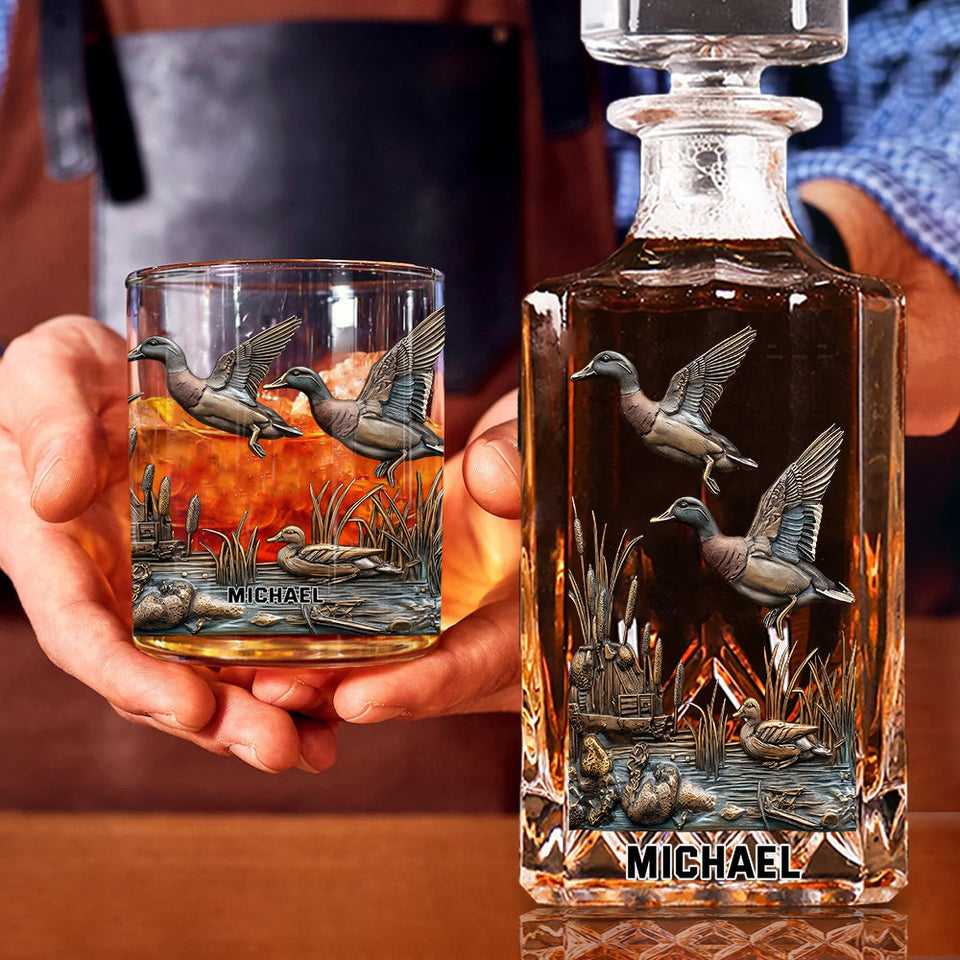 Duck Hunting - Personalized Hunting Whiskey Decanter Set