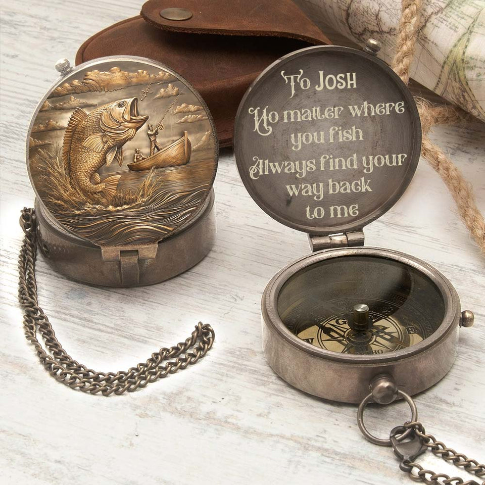 Gift For Fishing Husbandm Son, Dad... - Personalized Fishing Compass