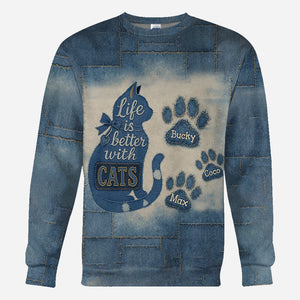 Life Is Better With Cats - Personalized Cat All Over Shirt
